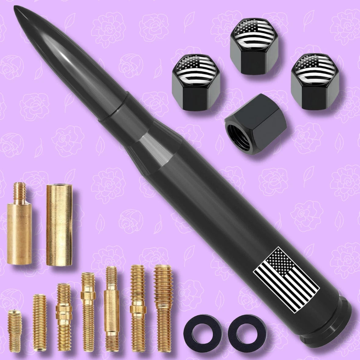 USA FLAG BULLET ANTENNA 50 CAL
