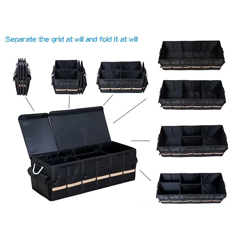 100L 66L Car Trunk Organizer Foldable Heavy Duty Durable Sturdy Collapsible Reflective Strip Storage Box for Sedan SUV Truck