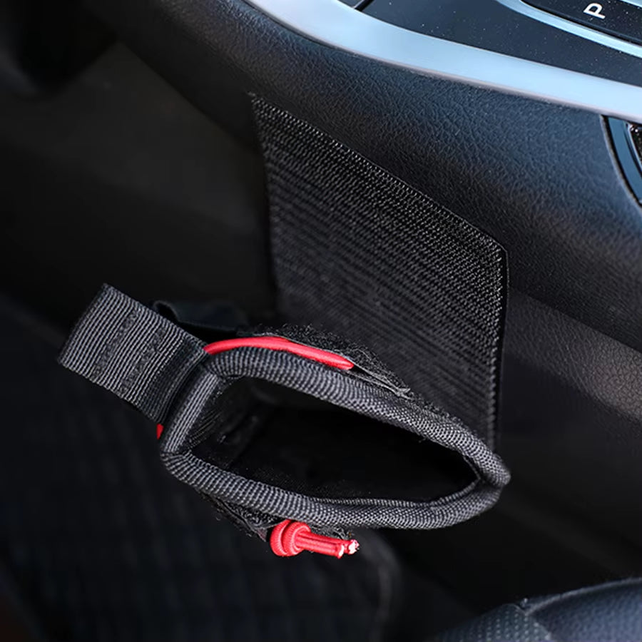 Vehicle Firearm Holster - Universal Conceal Carry with Mag Pouch - Black Nylon - Safe Hook and Loop Fastener