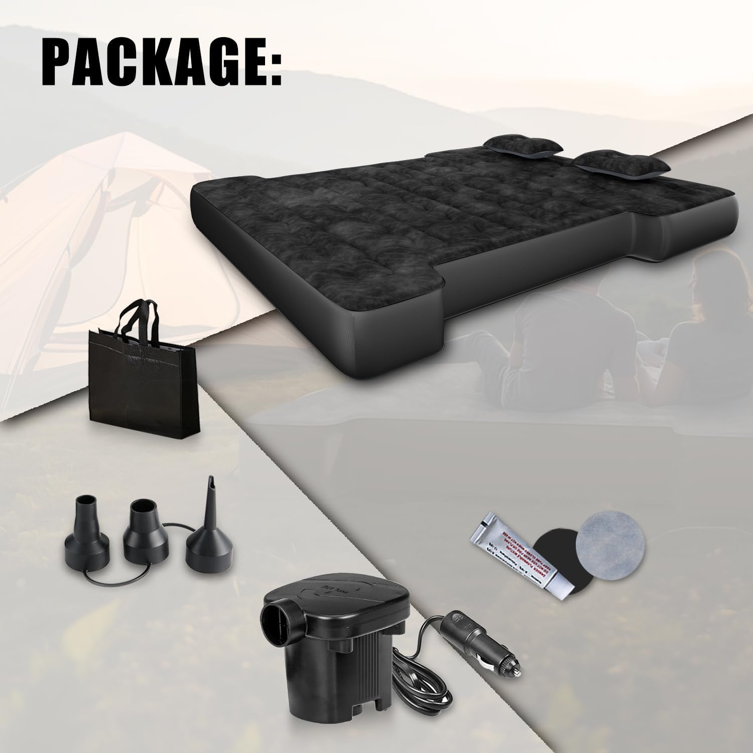 Truck Bed Air Mattress Inflatable Air Mattress for 6.0-6.5Ft Short Truck Pickup Air Mattress for Camping Outdoor Bed Mattress for Travel Quick Inflation Mattress with Carry Bag