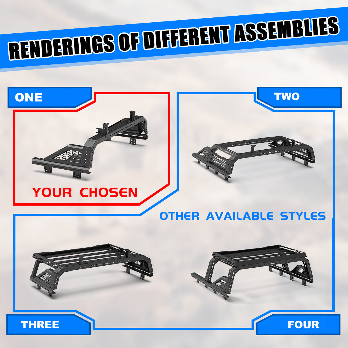 Modular Adjustable Overland Bed Rack Roll Bar for Chevy Ford Toyota Dodge Nissan
