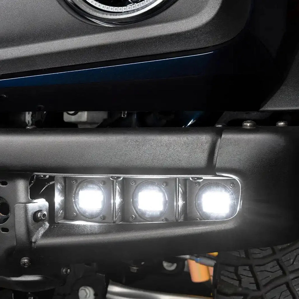 2021-2026 Ford Bronco Triple LED Fog Light Kit - Steel Modular Bumper | 90W