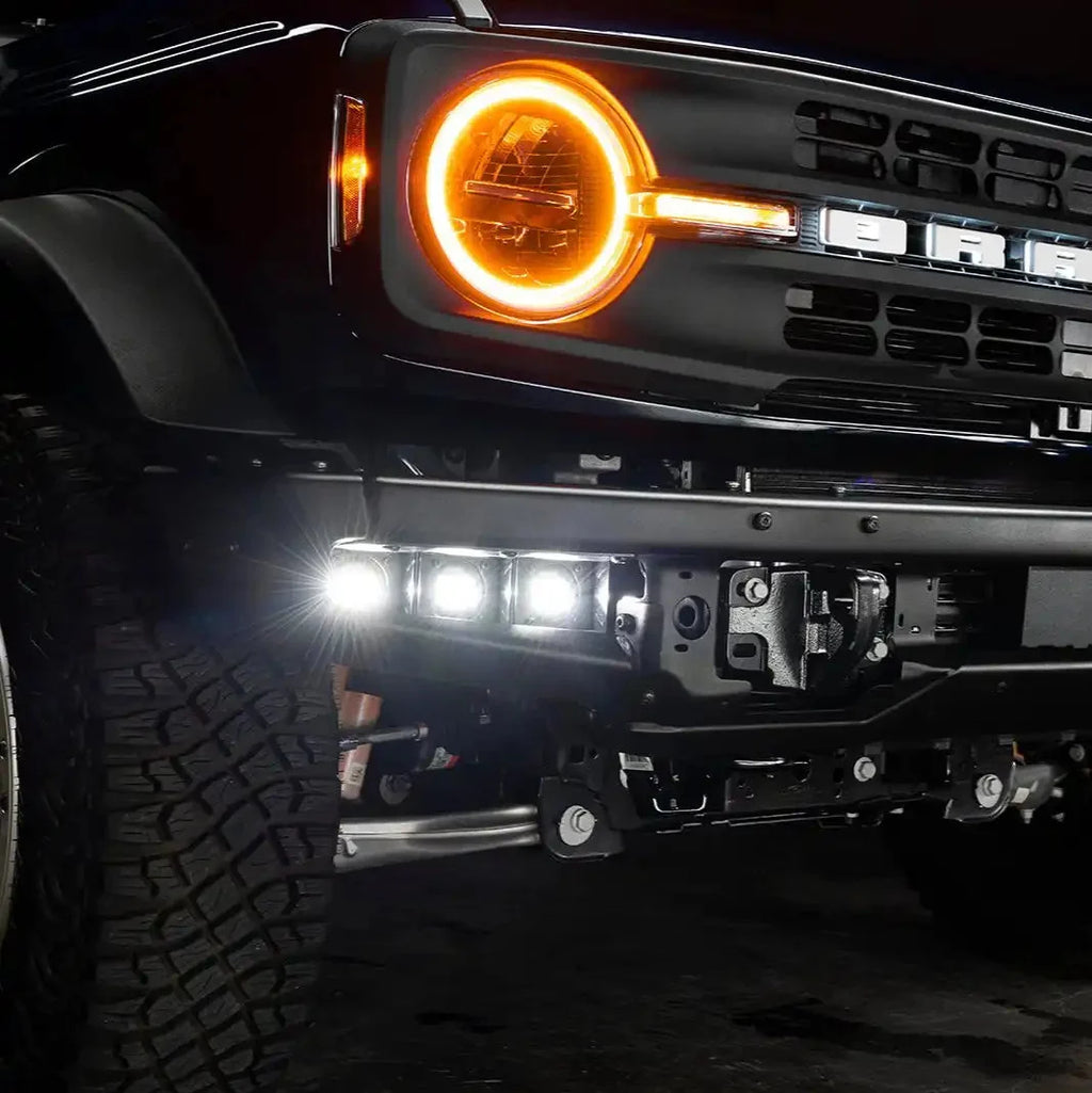2021-2026 Ford Bronco Triple LED Fog Light Kit - Steel Modular Bumper | 90W