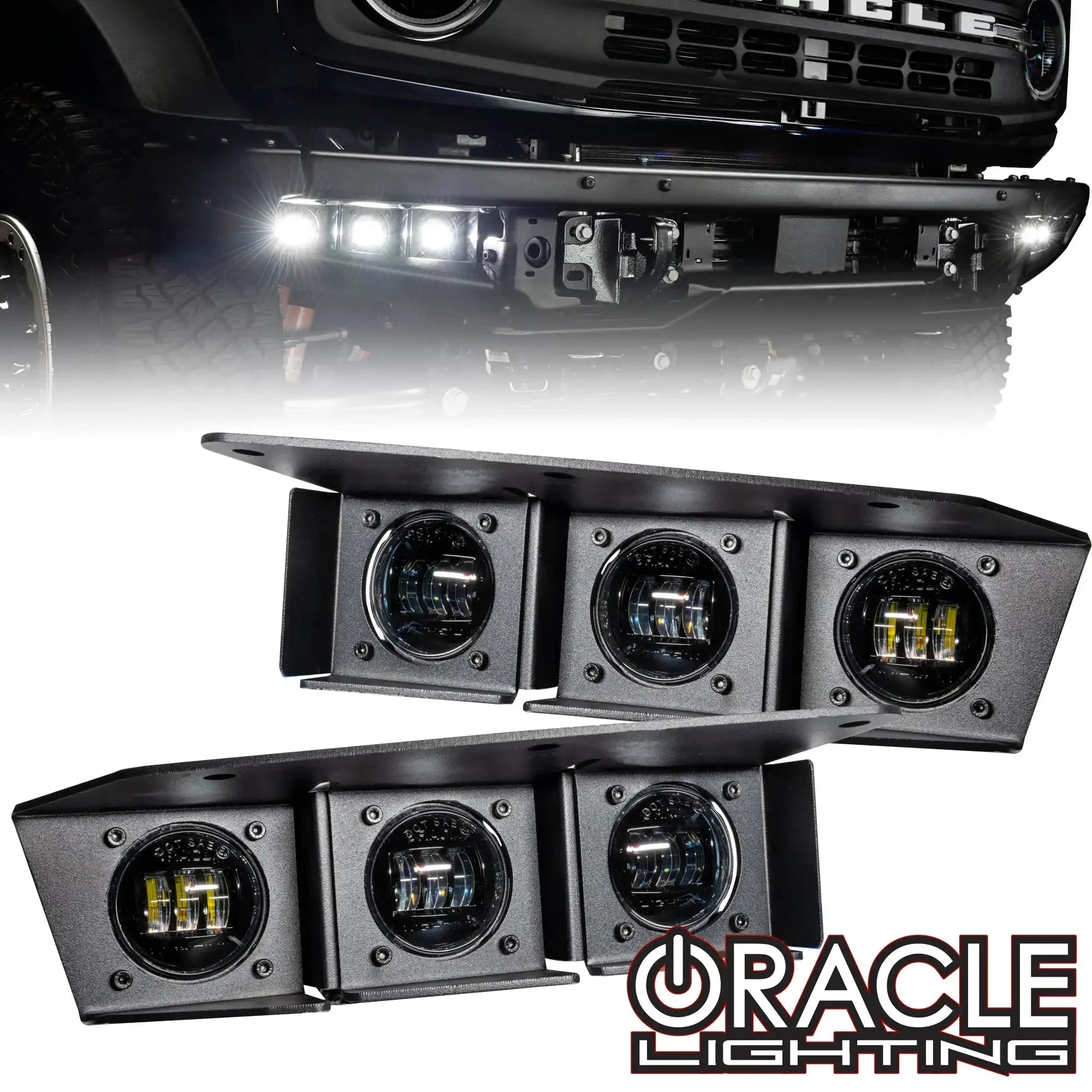 2021-2026 Ford Bronco Triple LED Fog Light Kit - Steel Modular Bumper | 90W