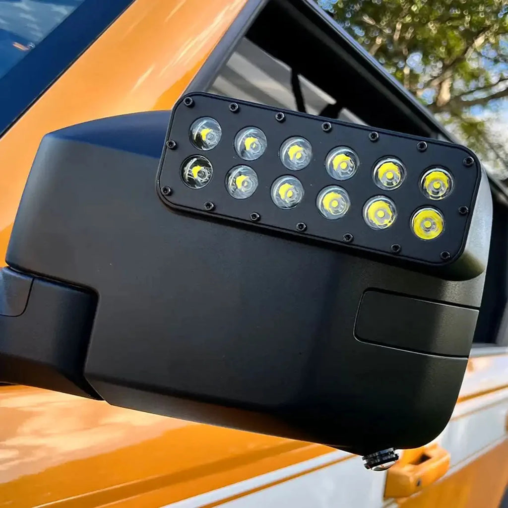 2021-2026 Ford Bronco LED Off-Road Side Mirrors - Peripheral Ditch Lights (2200+ Lumens)