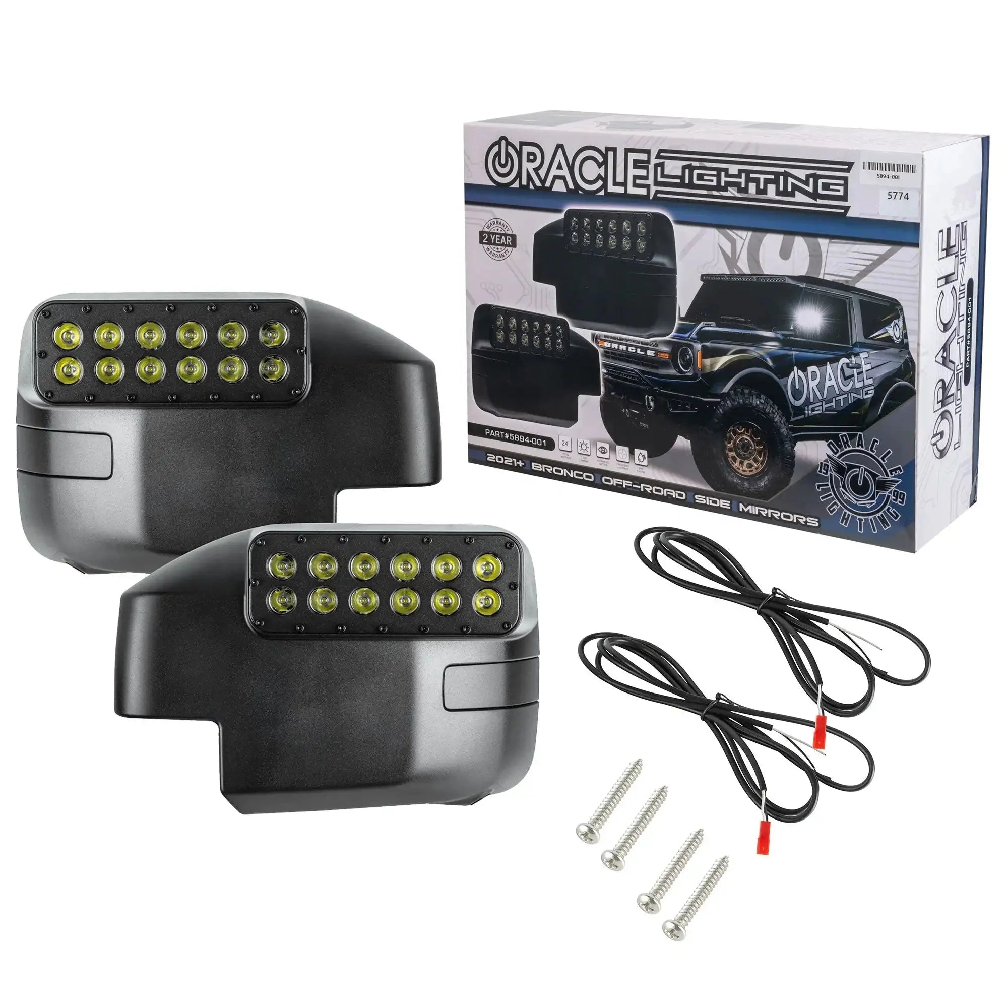 2021-2026 Ford Bronco LED Off-Road Side Mirrors - Peripheral Ditch Lights (2200+ Lumens)