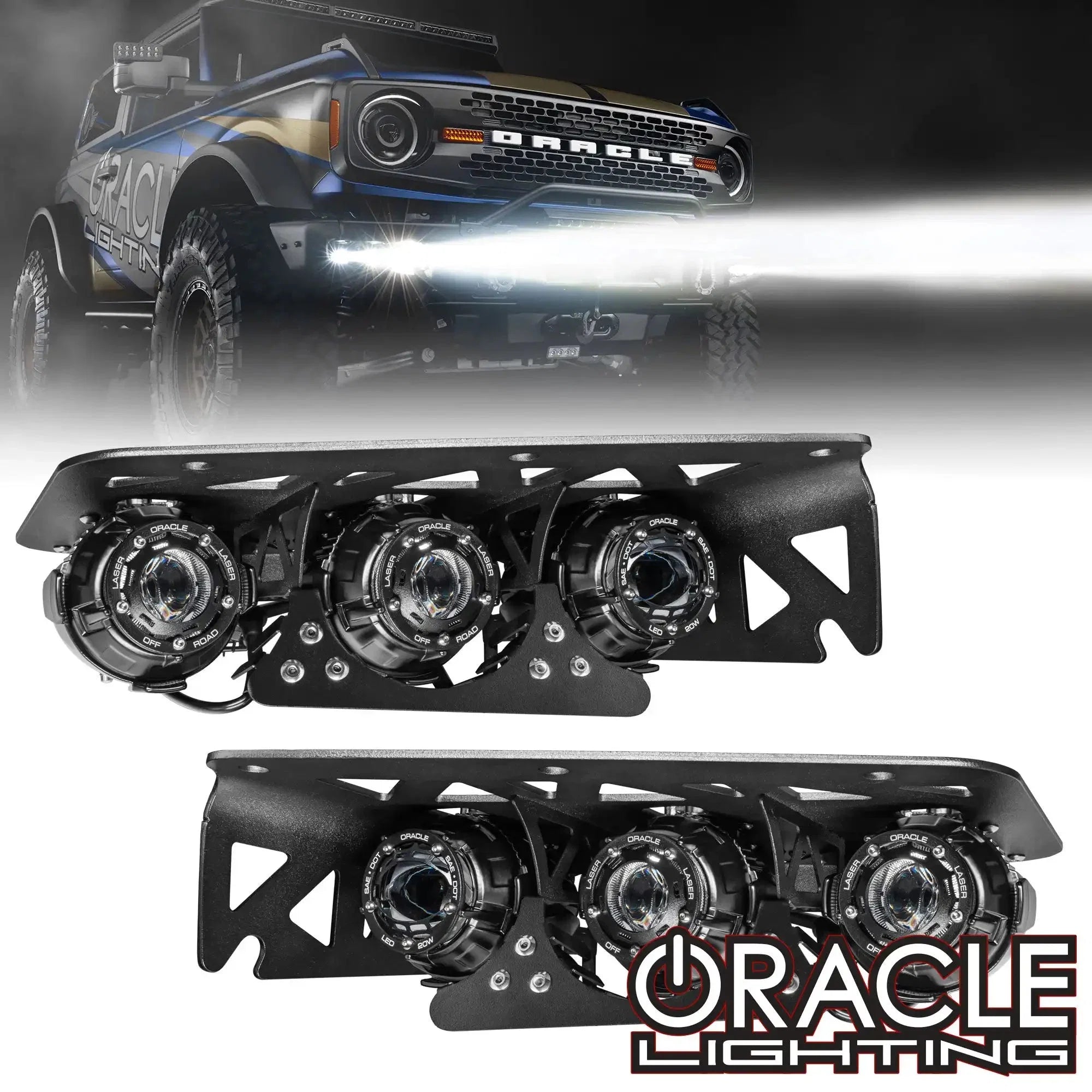 ORACLE Lighting 2021-2026 Ford Bronco Off Road LASER Auxiliary Lights + LED Fog Light Kit for Steel Bumper