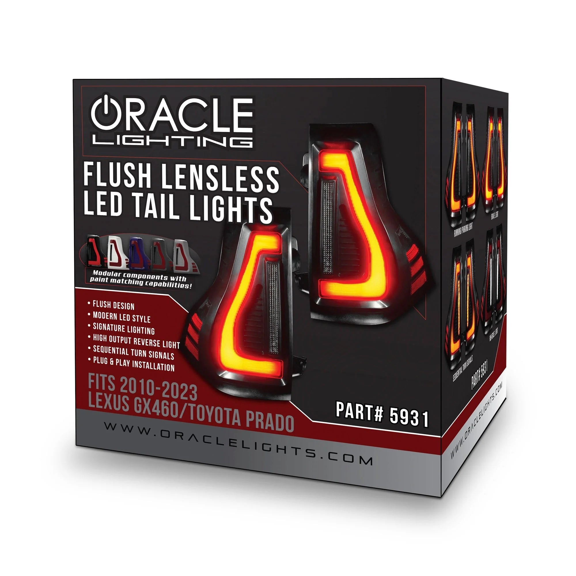 Flush Mount LED Tail Lights 2010-2023 Lexus GX460 Toyota Prado Sequential Lensless