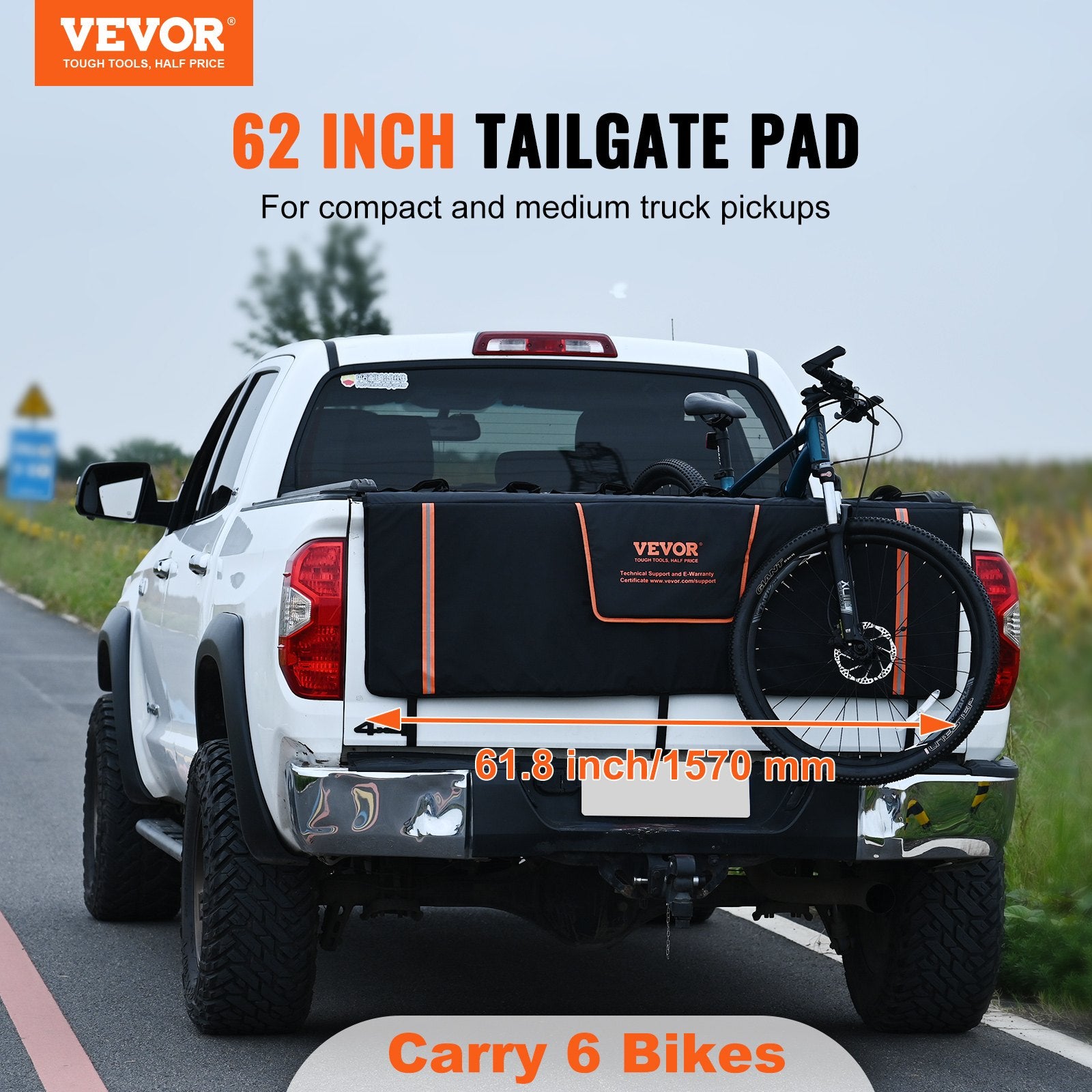 VEVOR 62-Inch Tailgate Pad 6-Bike Pickup Truck Bed Tailgate Pad Protector Cover