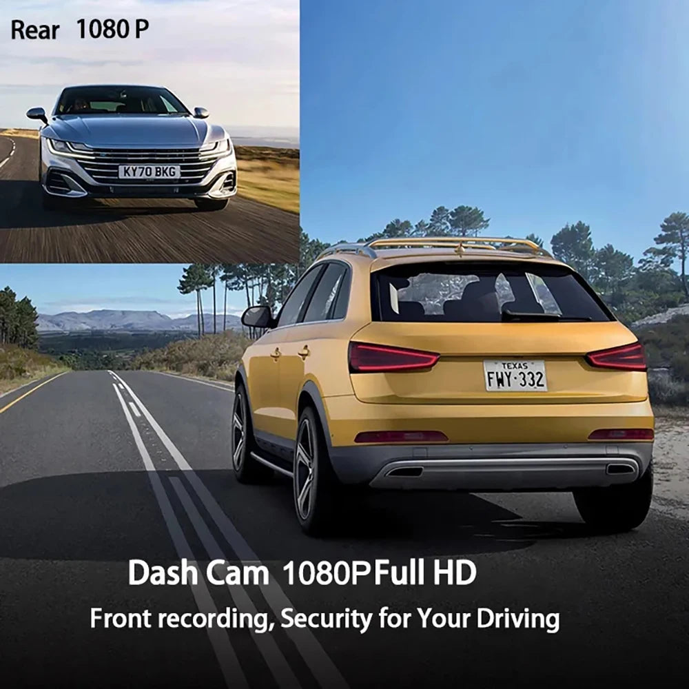 Dash Cam Dual Lens 1080P HD for Cars 4" Touch Screen Car DVR Video Recorder Front and Rear View Camera for Vehicle Black Box