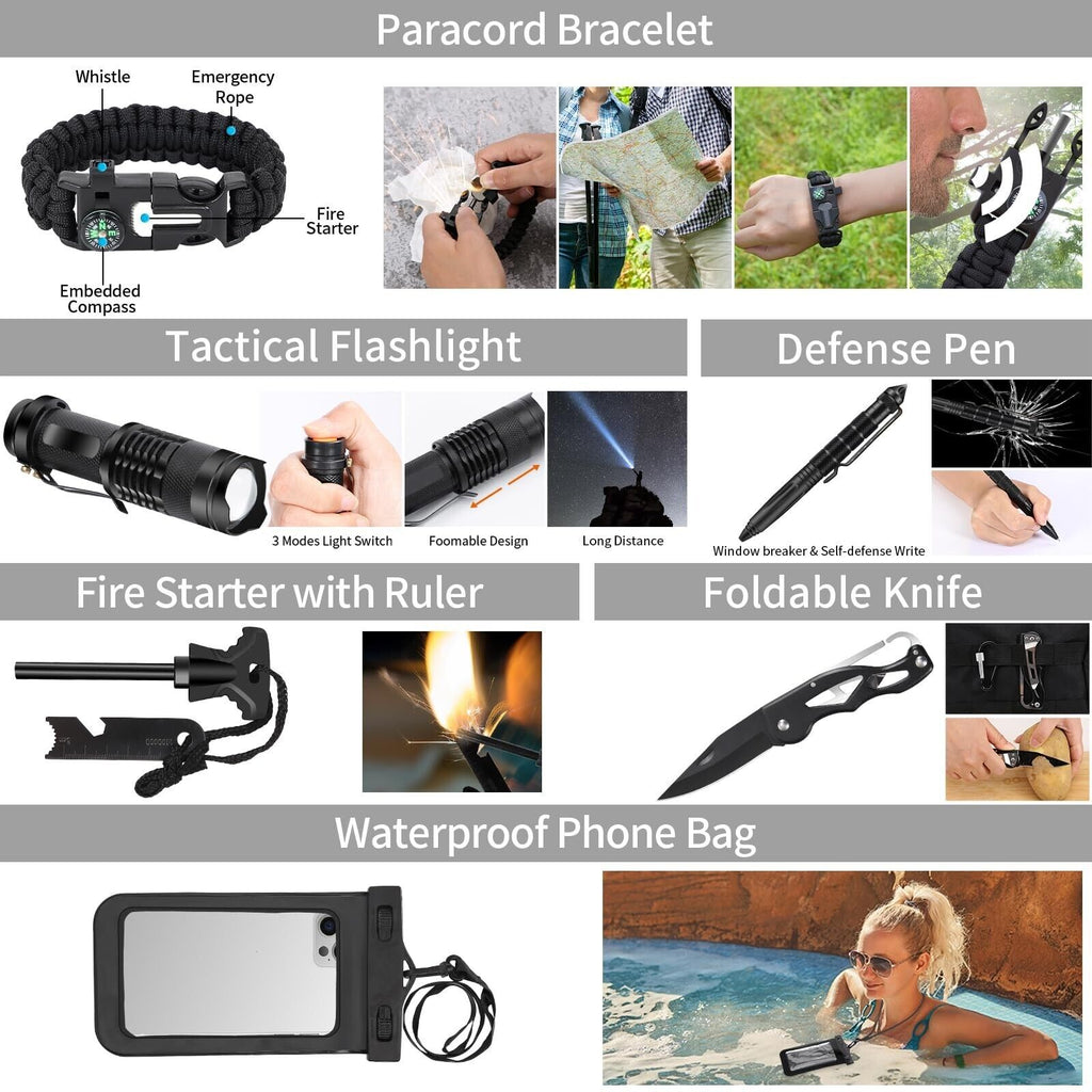 Survival Kit - 142 pcs, Professional Survival Equipment with Molle Pouch