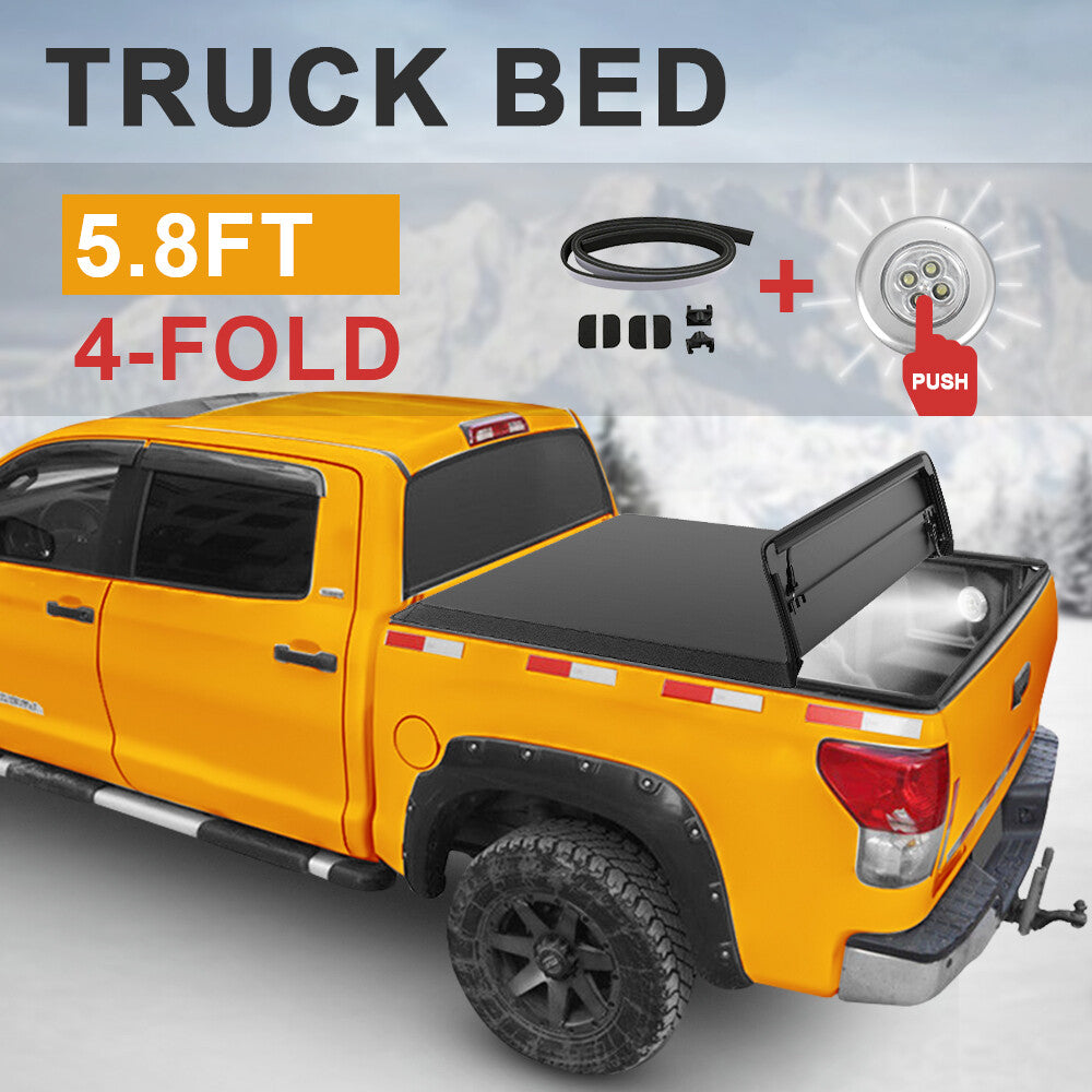 5.8FT Truck Bed Tonneau Cover 4-Fold for 2019-2026 Chevrolet Silverado 1500