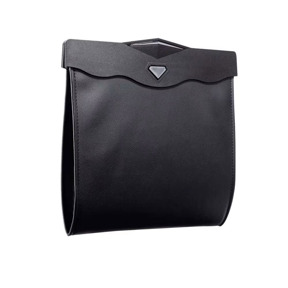 DSYCAR 1Pcs LED Car Garbage Bag Waterproof Magnetic Adsorption Trash Can Back Seat Hanging Leather Storage Pocket Leak-Proof New