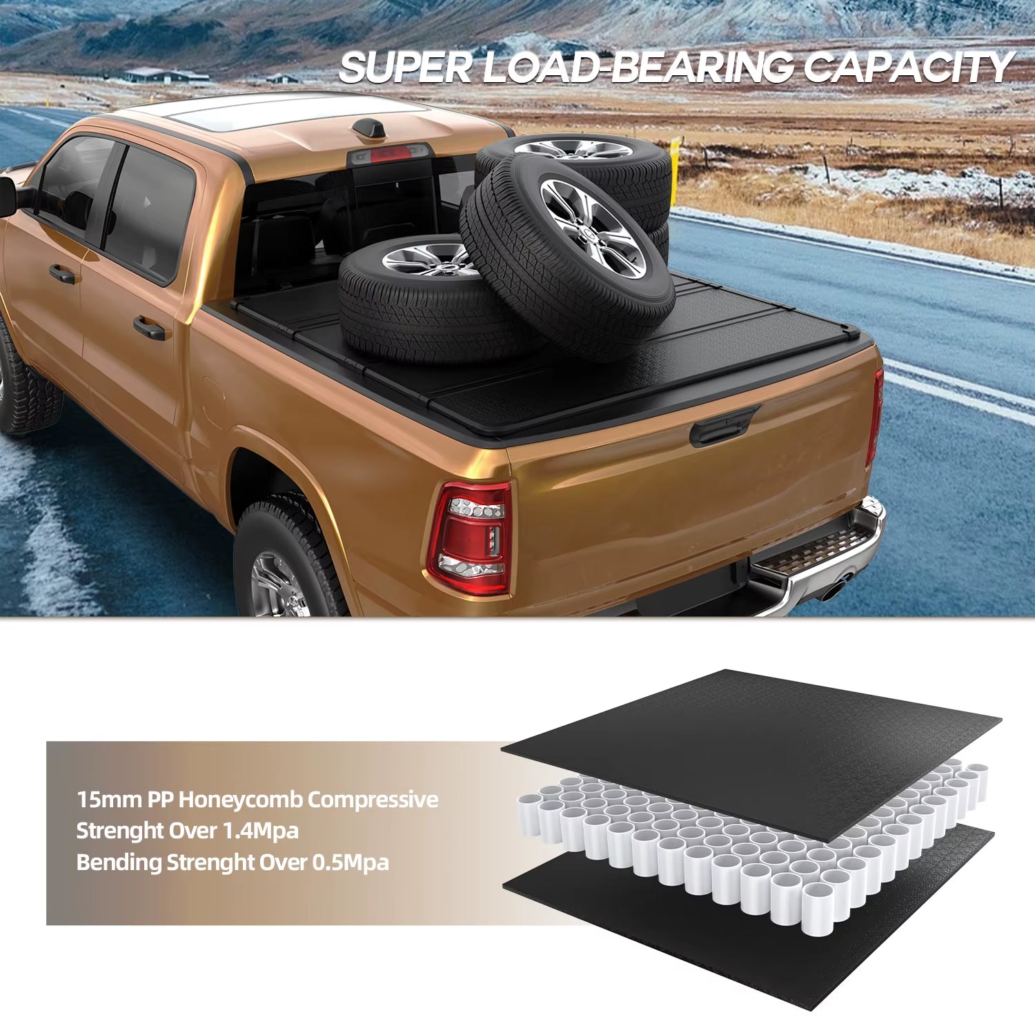 4-Fold 5.7FT / 5.8FT Hard Truck Bed Tonneau Cover for 2009-2026 Dodge Ram 1500