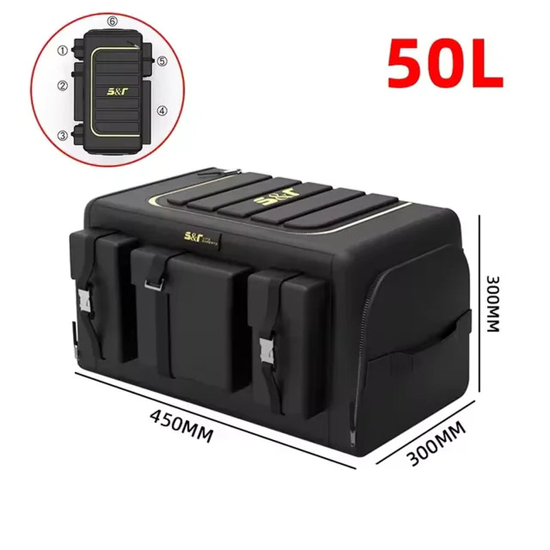 Universal Car Trunk Storage Organizer with Lid - 70L Oxford Cloth Folding Storage Box