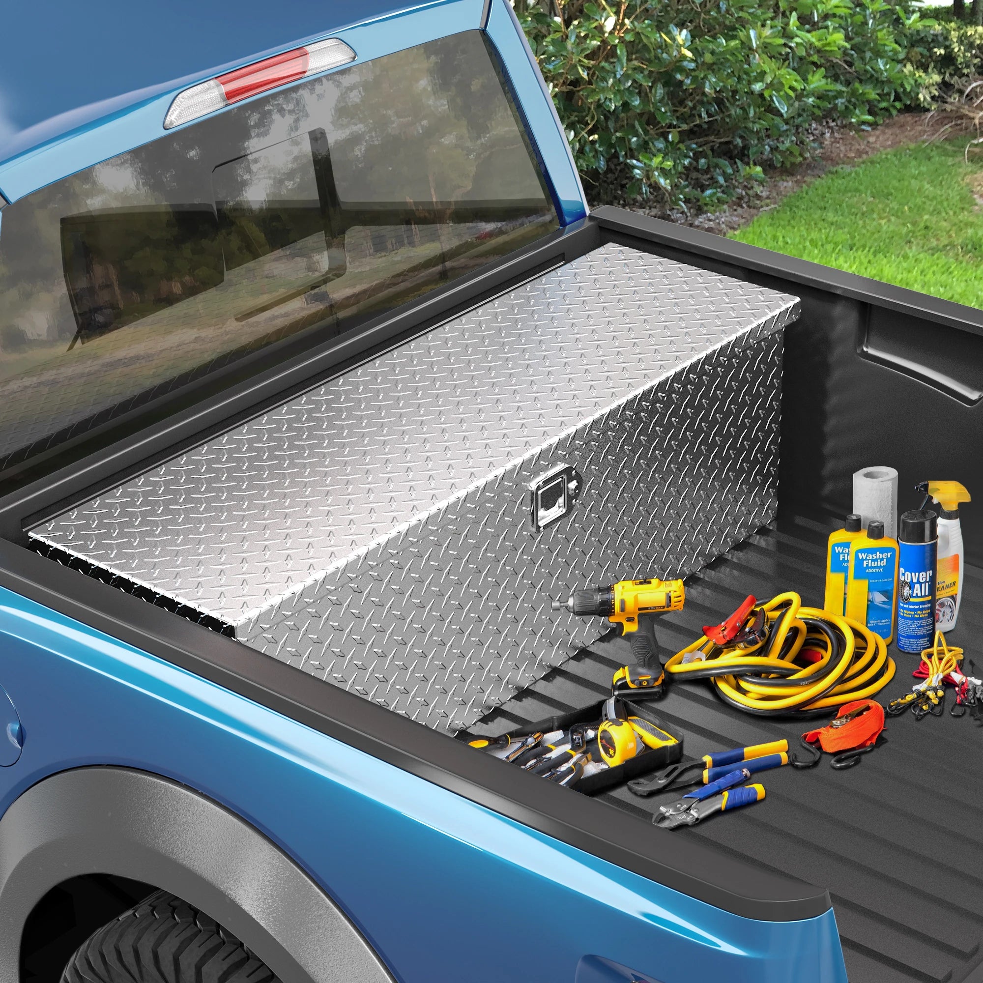 49" Aluminum Tool Box Diamond Plate Chest Box