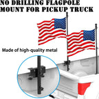 Universal Pickup Truck Flagpole Mount in Bed, No Drilling Flag Holder for Truck