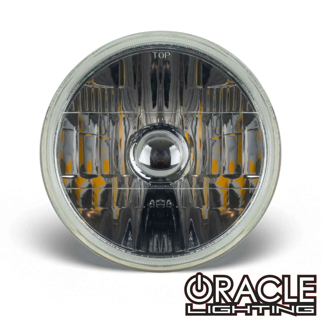 7" Sealed Beam Glass Lens Headlight - Non-Halo (Compatible with H4 LED Bulbs)