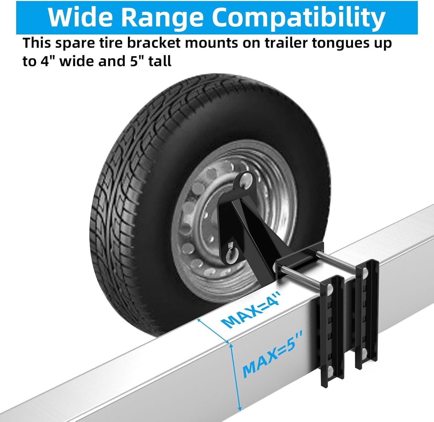 Trailer Spare Tire Side Mount Tire Carrier Wheel Holder Camper RV Boat Tire Rack