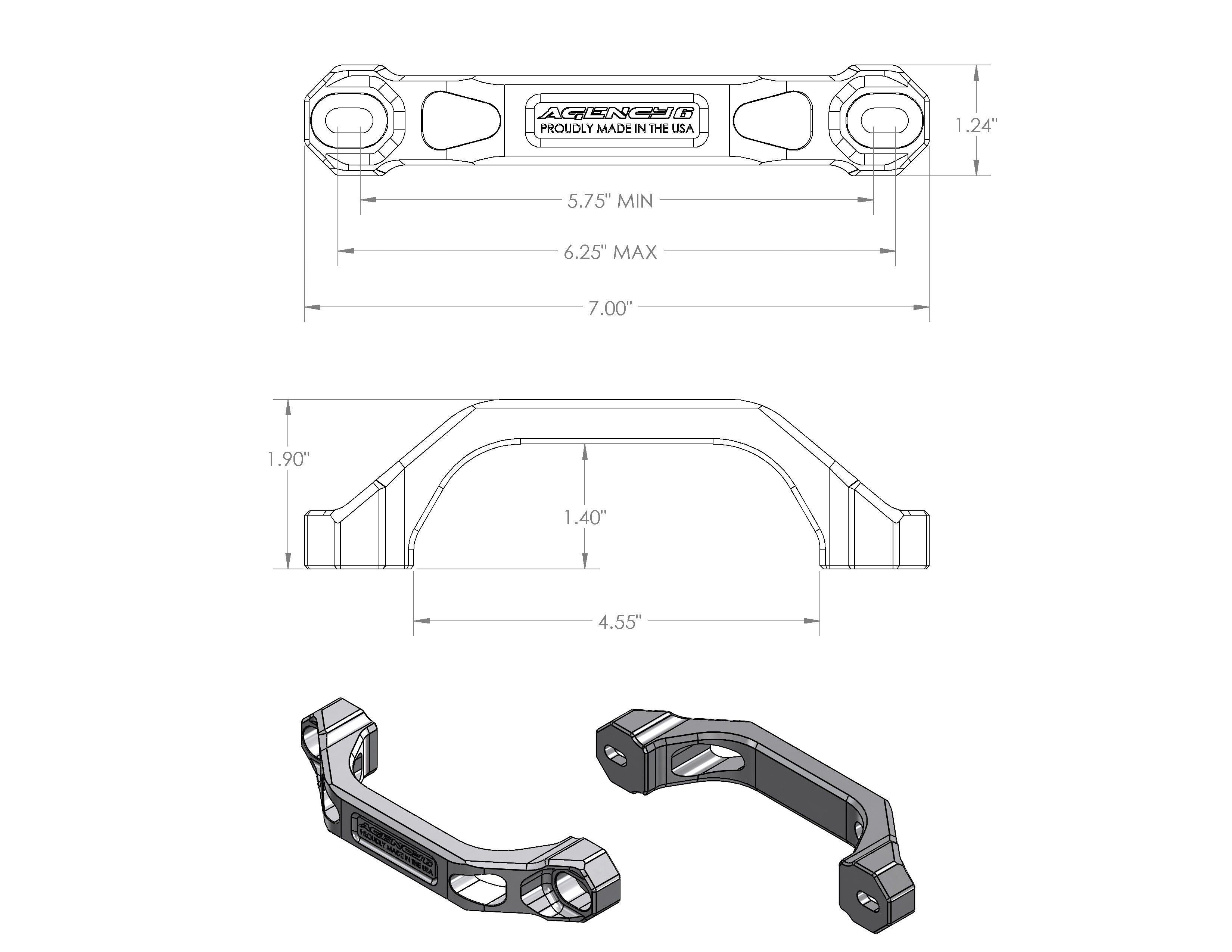 Agency 6 6" Billet Grab Handles - Pair