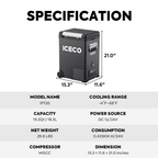 ICECO IPT20 Pickup Truck 12V Portable Fridge Freezer - 18.3L Compact Overland Fridge