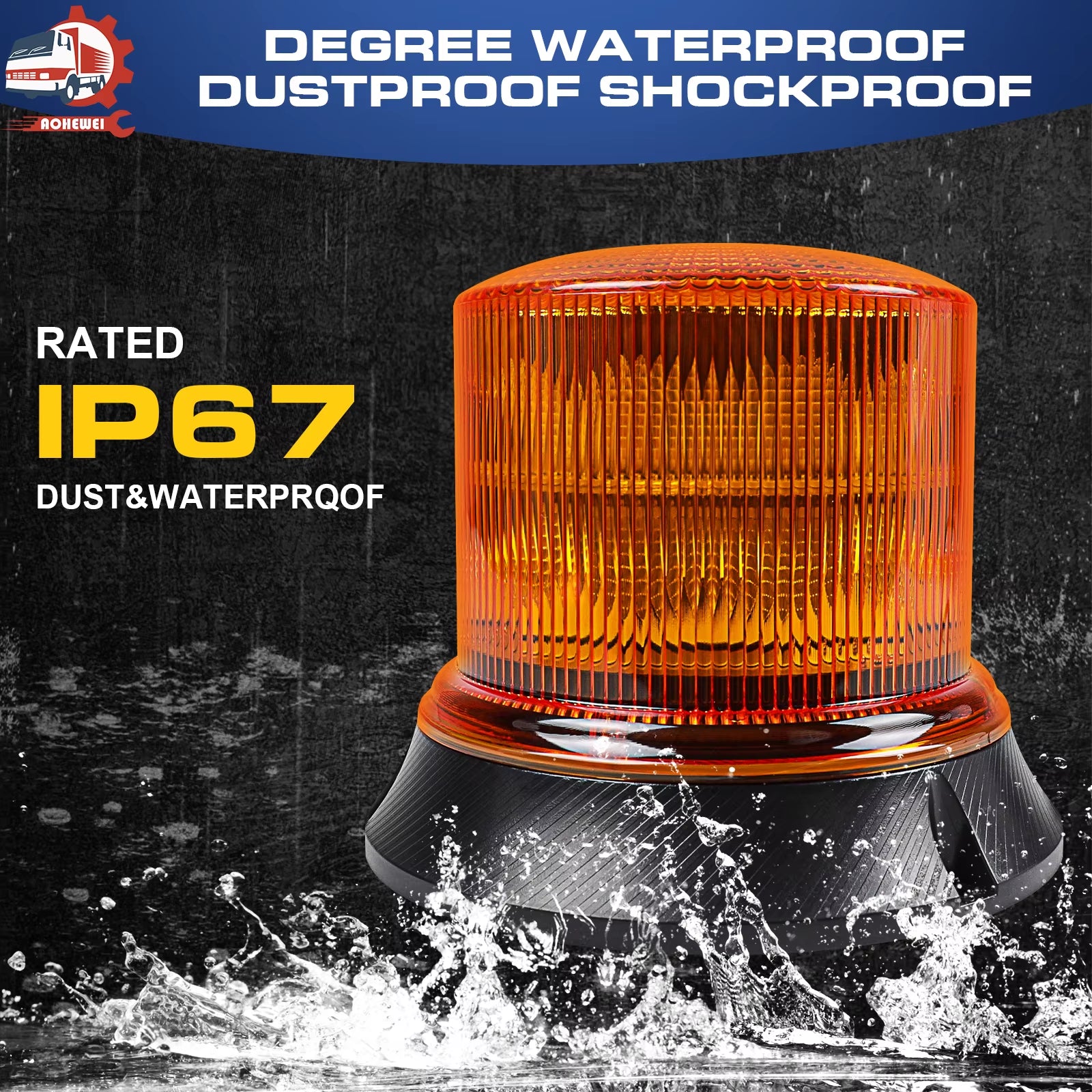 LED Rotating Flash Beacon - Emergency Safety Warning Lights with 8 Modes for Tractors and Trucks