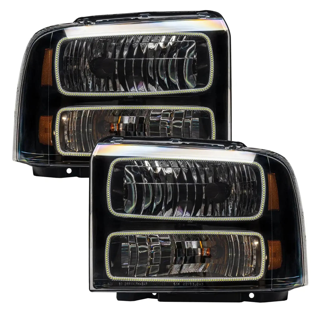 ORACLE Lighting 2005-2007 Ford F-250/F-350 Super Duty Pre-Assembled Halo Headlights - Black Housing