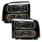 ORACLE Lighting 2005-2007 Ford F-250/F-350 Super Duty Pre-Assembled Halo Headlights - Black Housing
