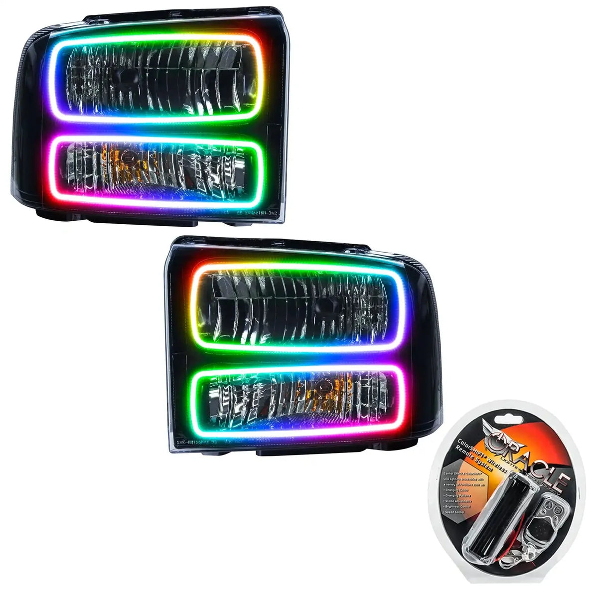 ORACLE Lighting 2005-2007 Ford F-250/F-350 Super Duty Pre-Assembled Halo Headlights - Black Housing