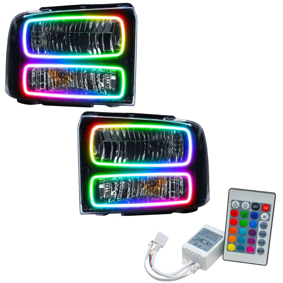 ORACLE Lighting 2005-2007 Ford F-250/F-350 Super Duty Pre-Assembled Halo Headlights - Black Housing