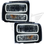 ORACLE Lighting 2005-2007 Ford F-250/F-350 Super Duty Pre-Assembled Halo Headlights - Black Housing