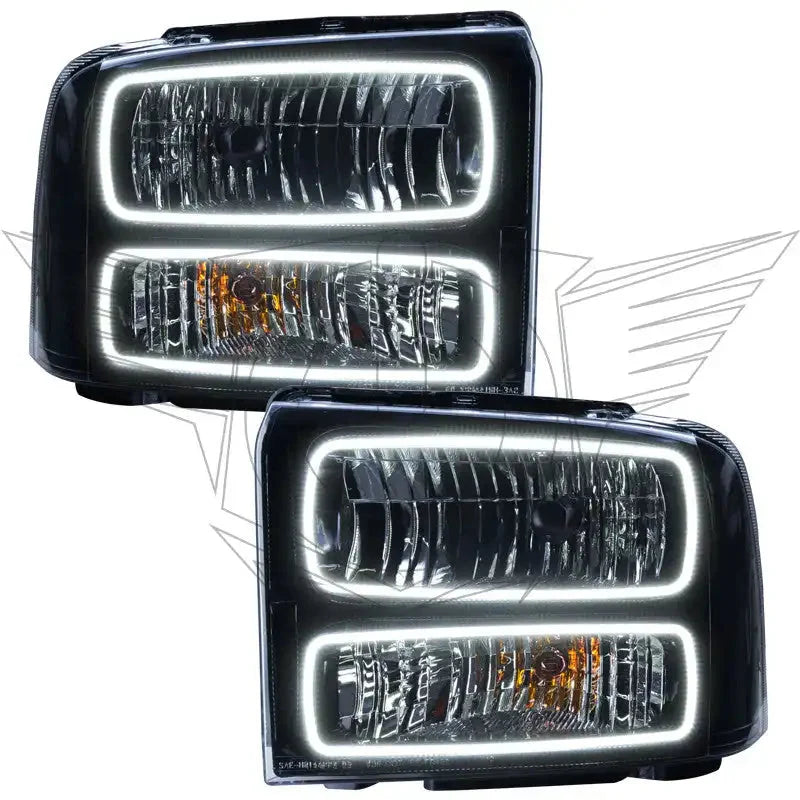 ORACLE Lighting 2005-2007 Ford F-250/F-350 Super Duty Pre-Assembled Halo Headlights - Black Housing