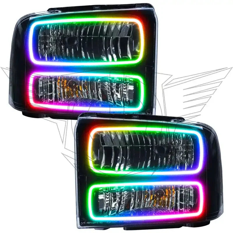 ORACLE Lighting 2005-2007 Ford F-250/F-350 Super Duty Pre-Assembled Halo Headlights - Black Housing