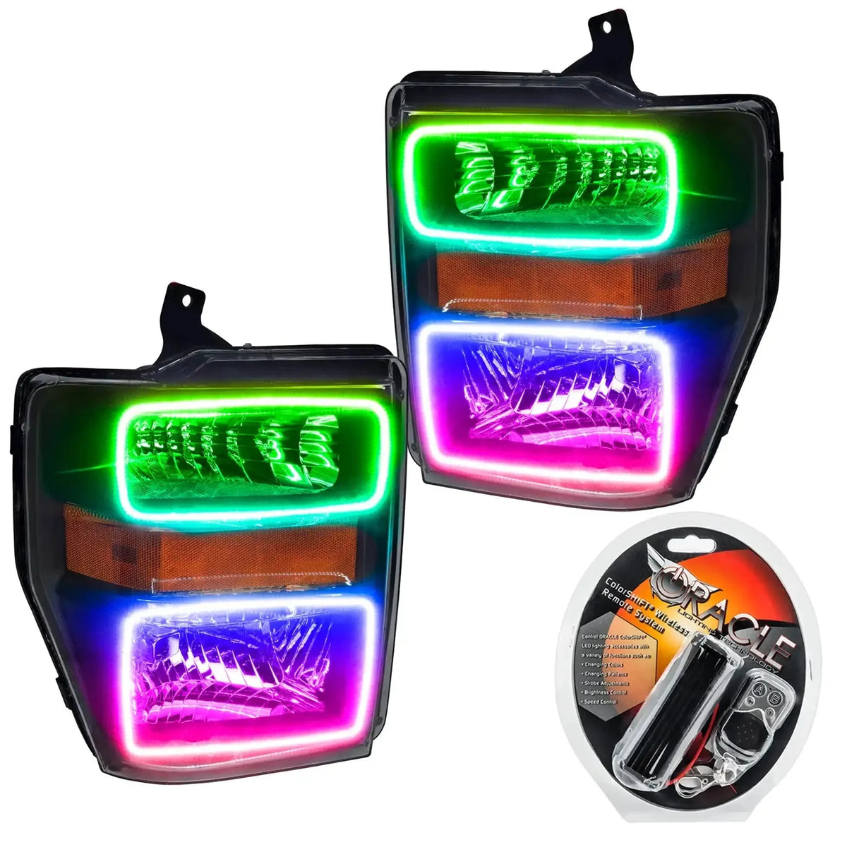 ORACLE Lighting 2008-2010 Ford F-250/F-350 Super Duty Pre-Assembled Halo Headlights - Black