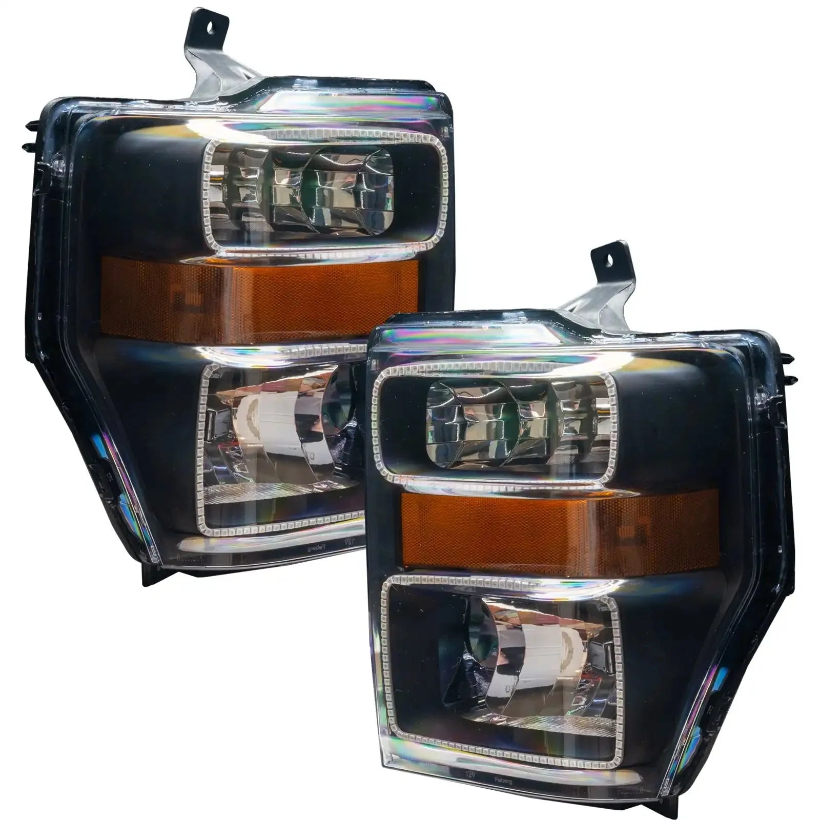 ORACLE Lighting 2008-2010 Ford F-250/F-350 Super Duty Pre-Assembled Halo Headlights - Black