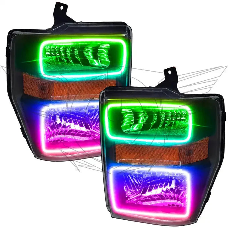 ORACLE Lighting 2008-2010 Ford F-250/F-350 Super Duty Pre-Assembled Halo Headlights - Black