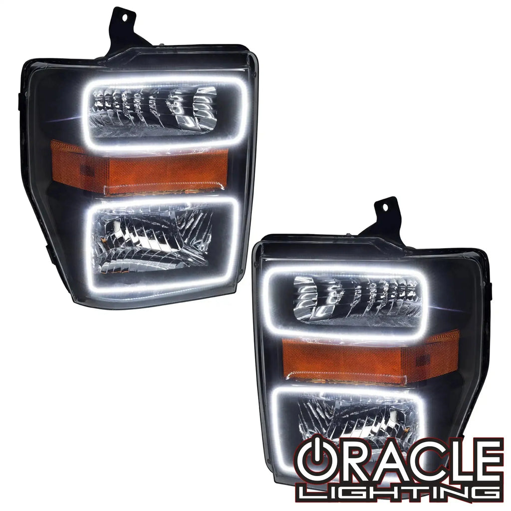 ORACLE Lighting 2008-2010 Ford F-250/F-350 Super Duty Pre-Assembled Halo Headlights - Black