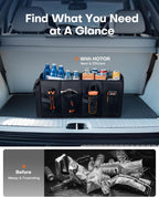 Trunk Organizer - Foldable Trunk Storage for Cars & SUV, Black,  21.3"×12.6"×10.6"