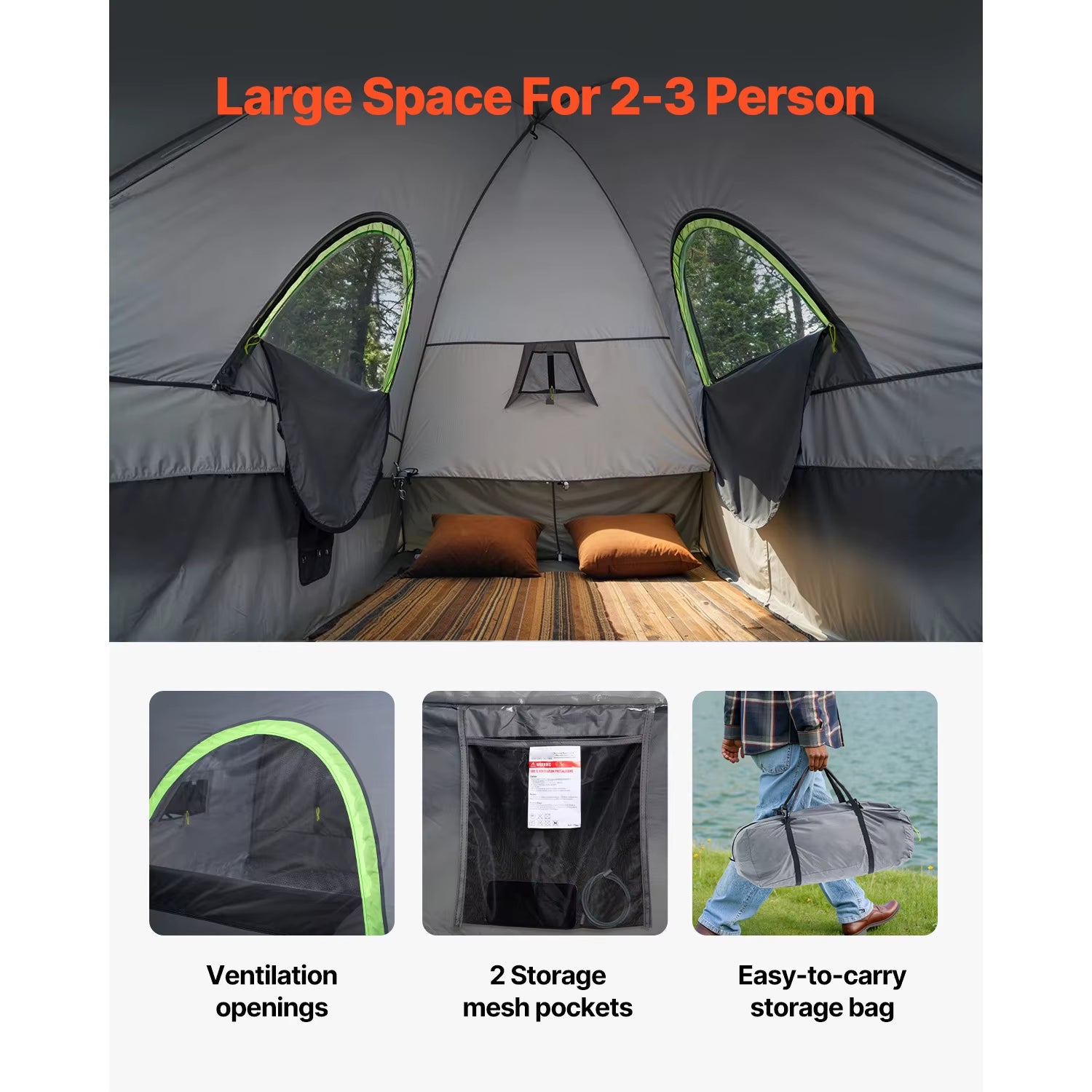Waterproof Pickup Truck Tent for Camping - PU2000, Accommodates 2-3 Persons, Truck Bed Camper Shell with Expandable Awning