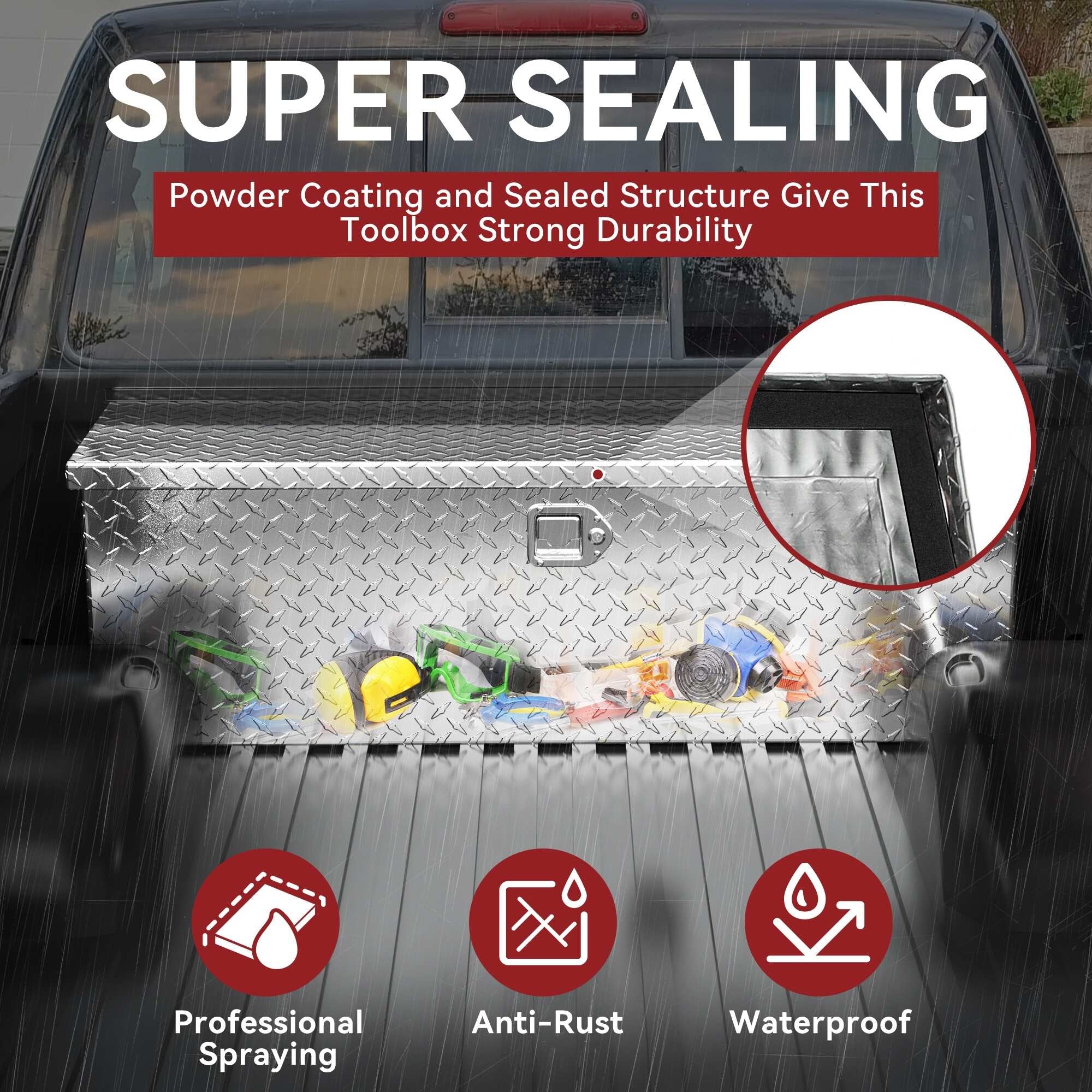 49" Aluminum Tool Box Diamond Plate Chest Box
