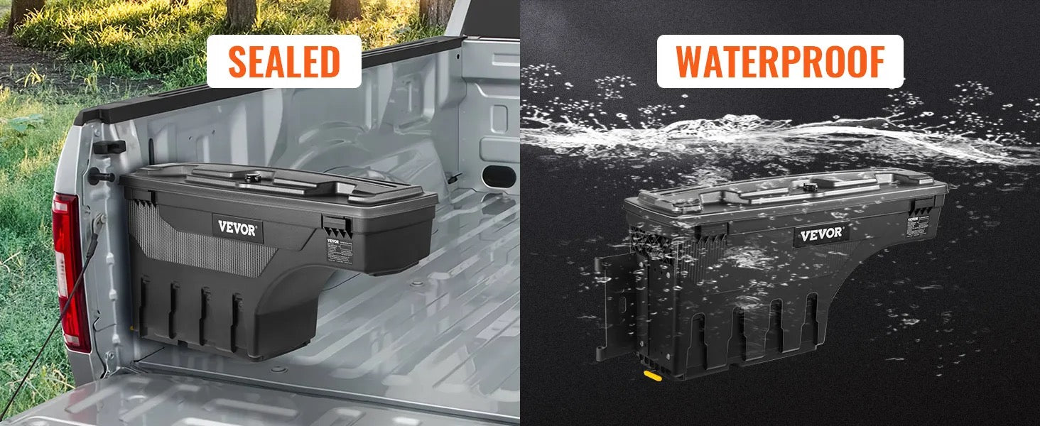 VEVOR Truck Bed Storage Box, Lockable Swing Case - Wheel Well Tool Box, Waterproof and Durable, Ford F-150 2015-2021