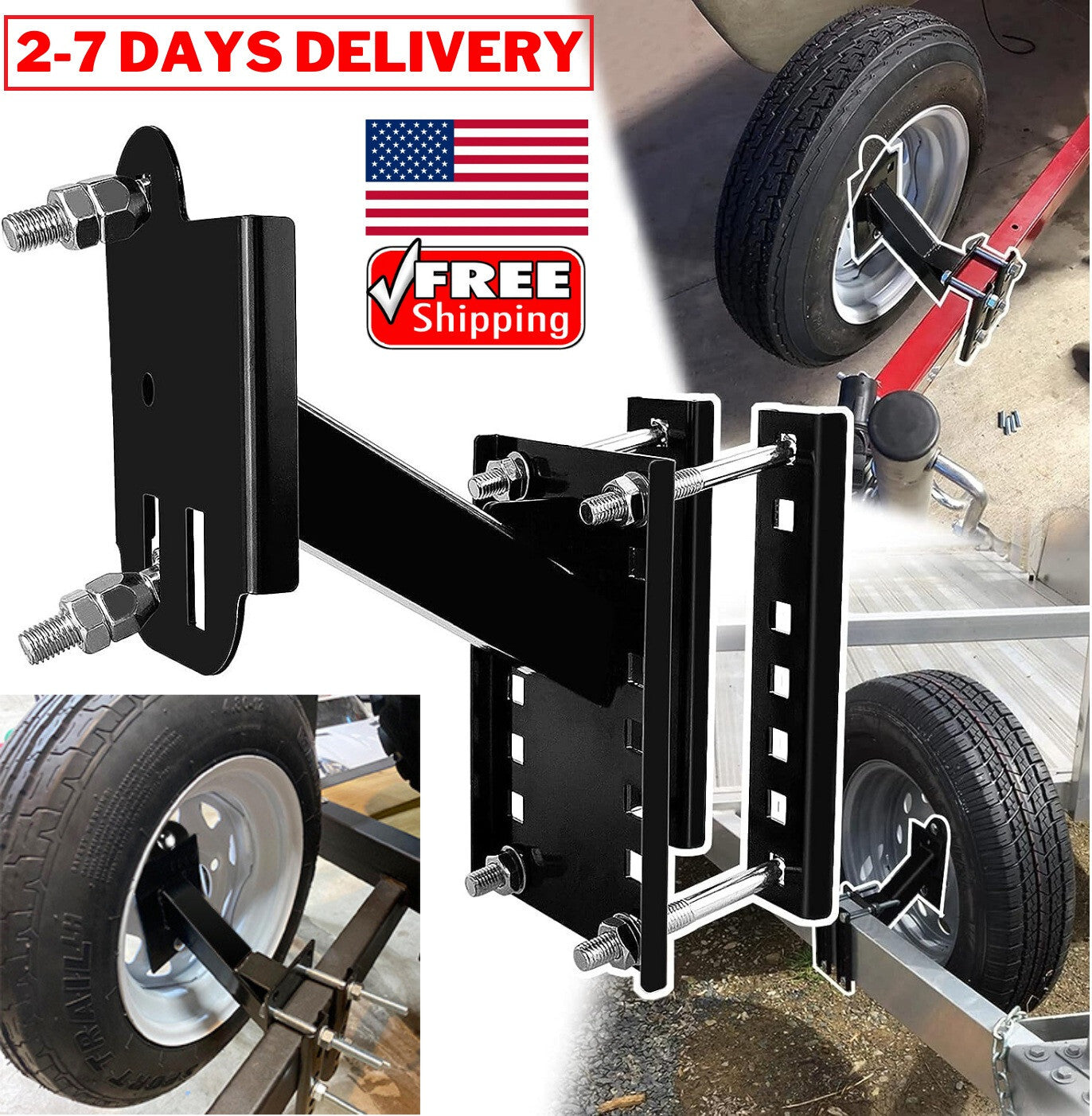 Trailer Spare Tire Side Mount Tire Carrier Wheel Holder Camper RV Boat Tire Rack