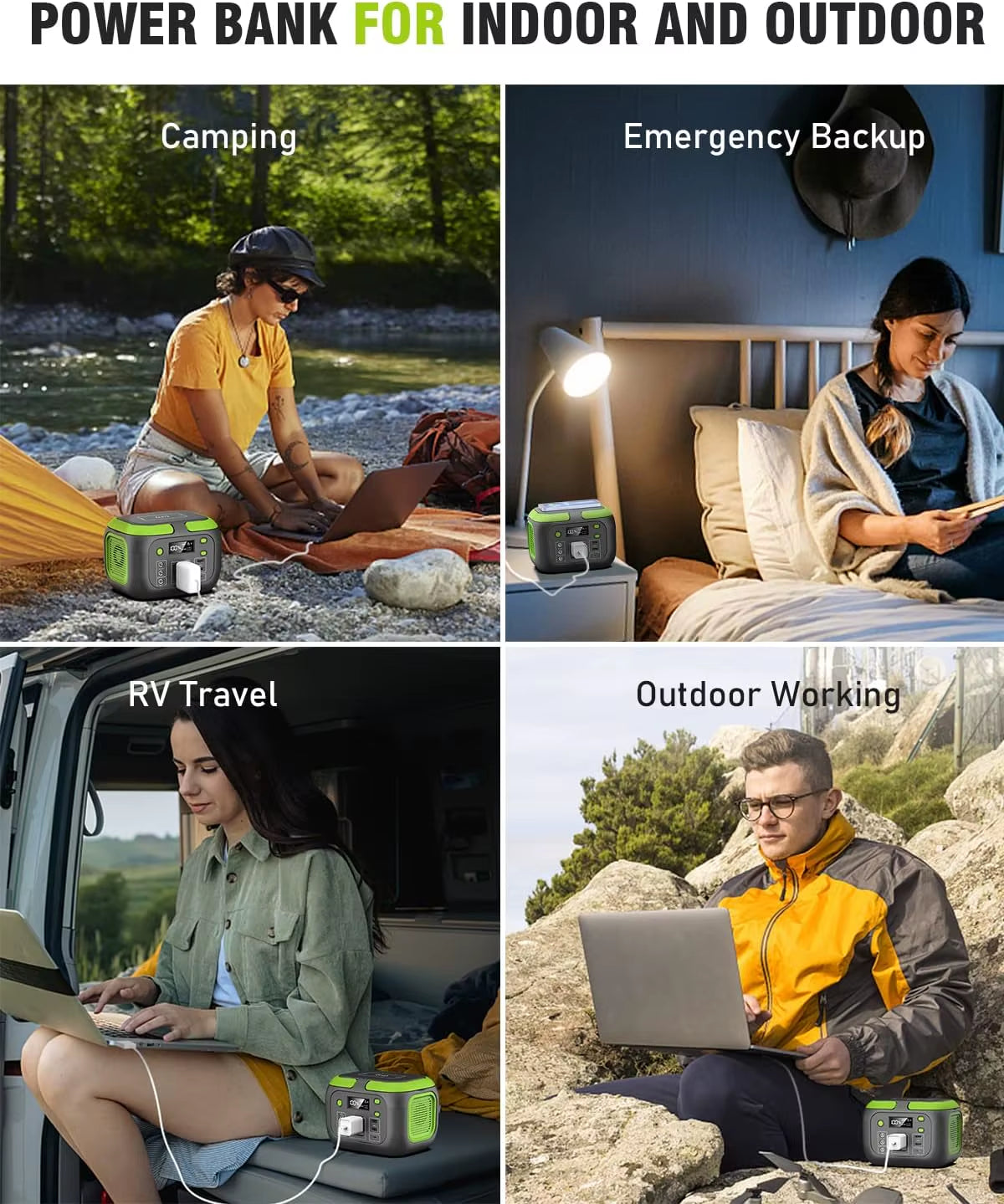 600W/300W/200W/120W Portable Power Station,110V AC Outlets Solar Generator Storage Energy Power Bank for Camping Travel RV Home