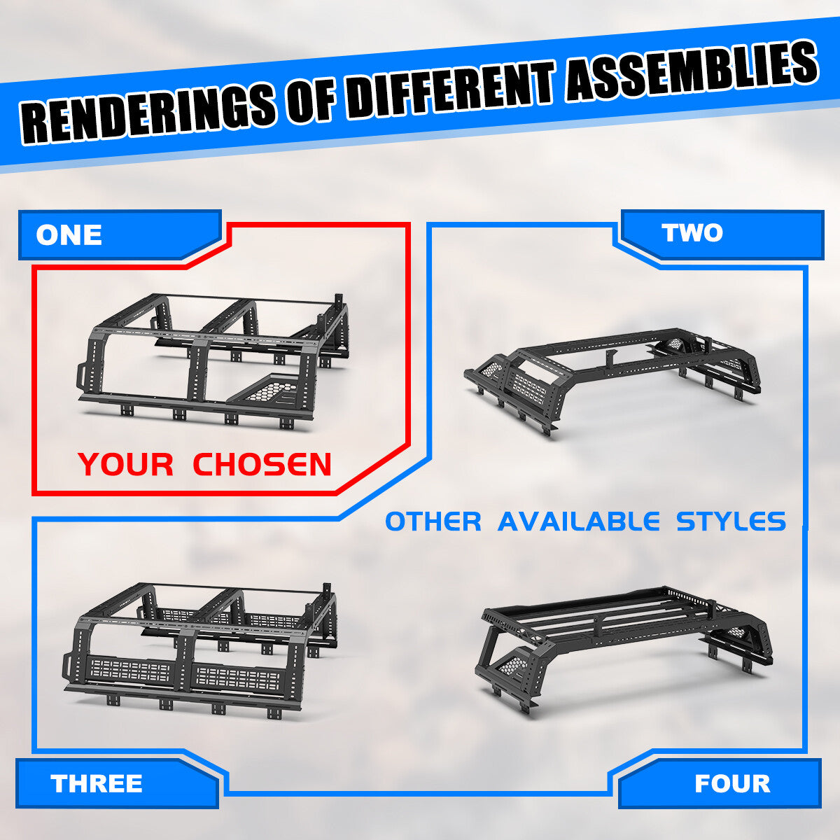 Modular Adjustable Overland Bed Rack Roll Bar for Chevy Ford Toyota Dodge Nissan