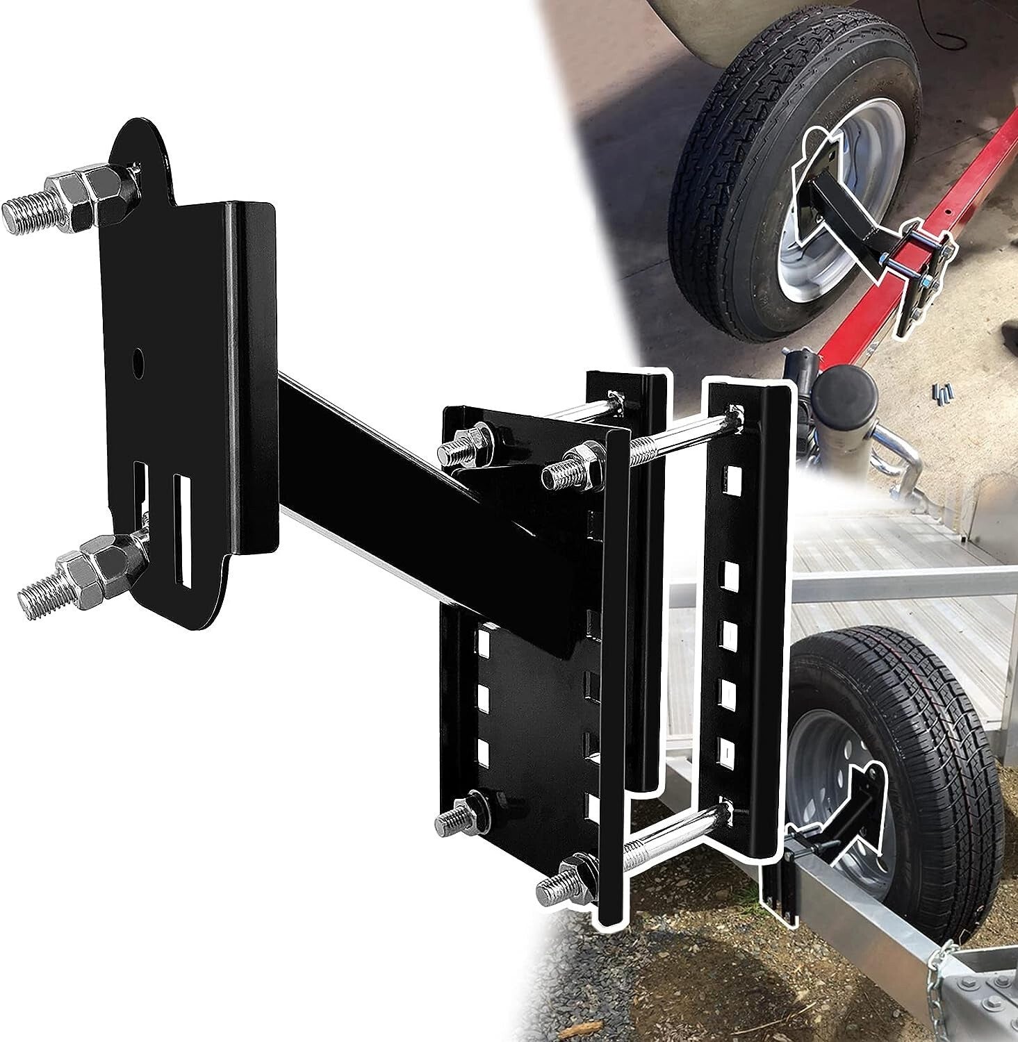 Trailer Spare Tire Side Mount Tire Carrier Wheel Holder Camper RV Boat Tire Rack