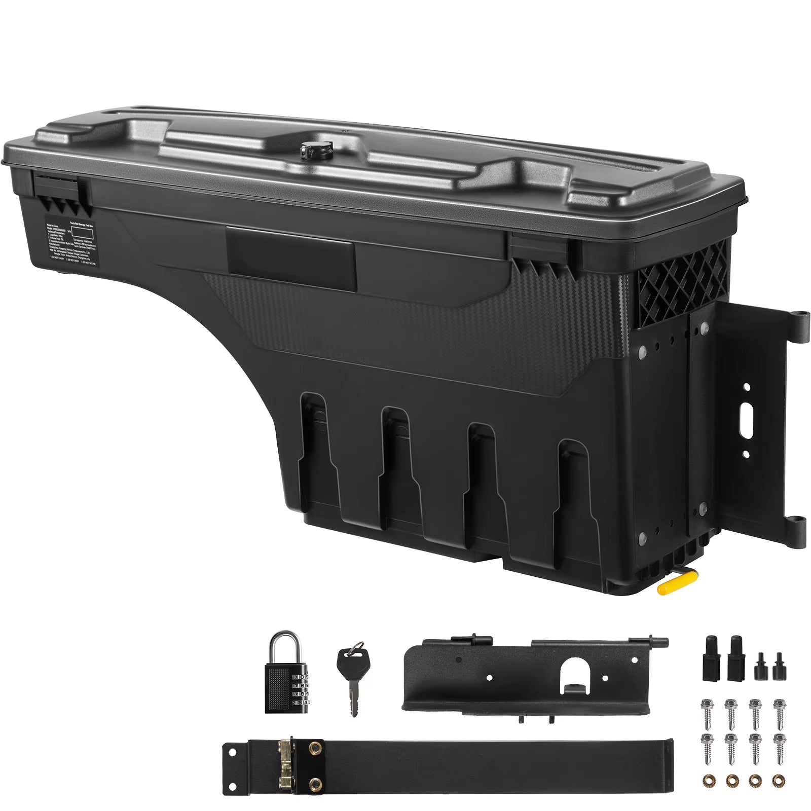 Dodge Ram- Storage Box Passenger Side, Lockable Lid Waterproof, Wheel Well with Password Padlock Toolbox for Trucks