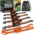Rhino USA 1-Inch x 10-Foot Retractable Ratchet Straps (Set of 4) - Orange