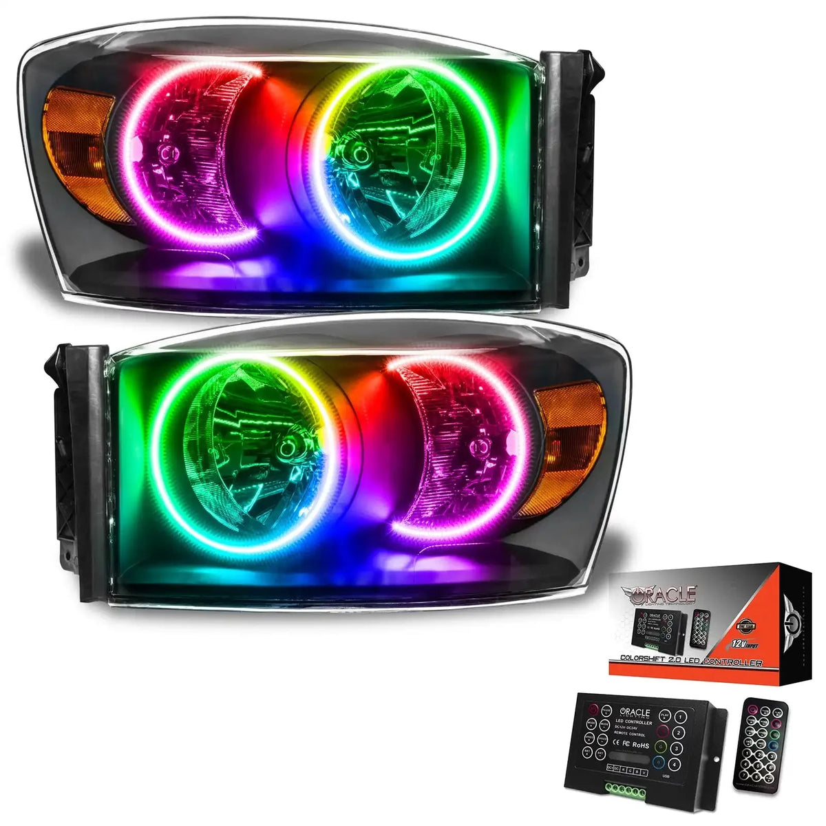 ORACLE Lighting 2007-2008 Dodge Ram Pre-Assembled Halo Headlights - Black