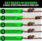 Rhino USA 1-Inch x 10-Foot Retractable Ratchet Straps (Set of 4) - Orange