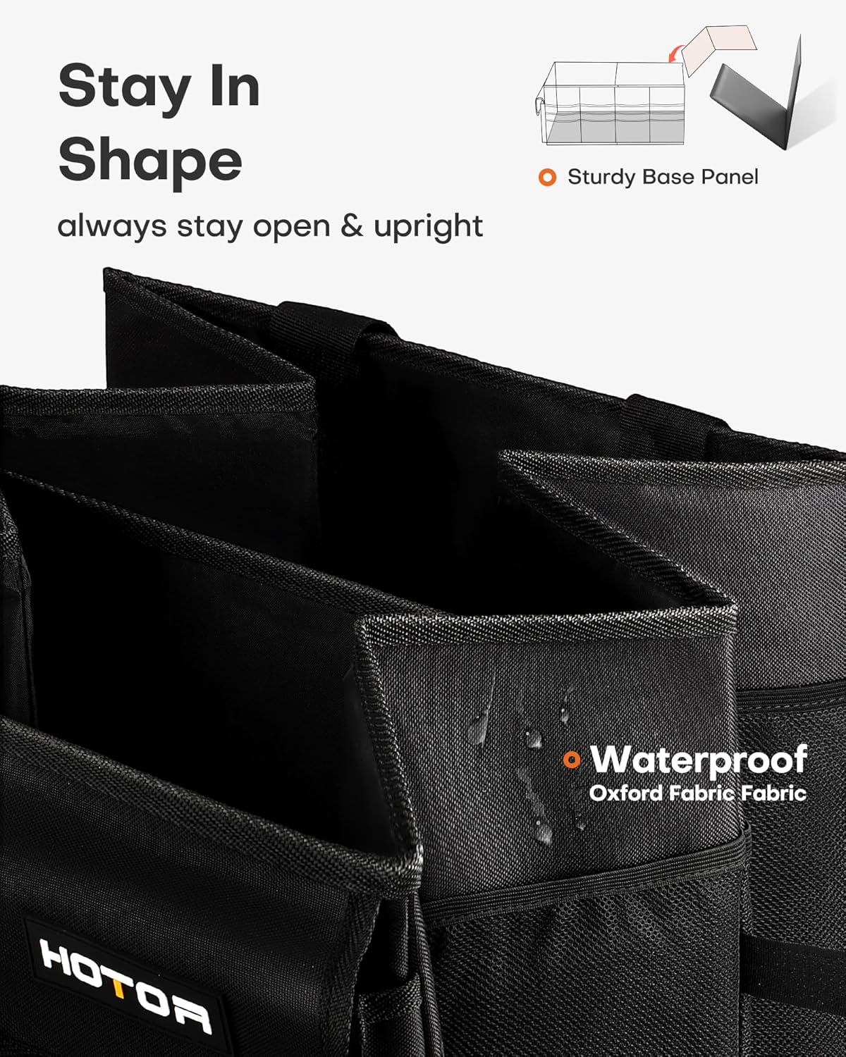 Trunk Organizer - Foldable Trunk Storage for Cars & SUV, Black,  21.3"×12.6"×10.6"